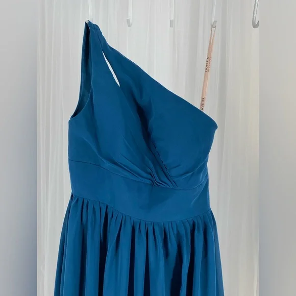 Elegant Side Split Teal Blue Bridesmaid Dresses One Shoulder wedding grad New
